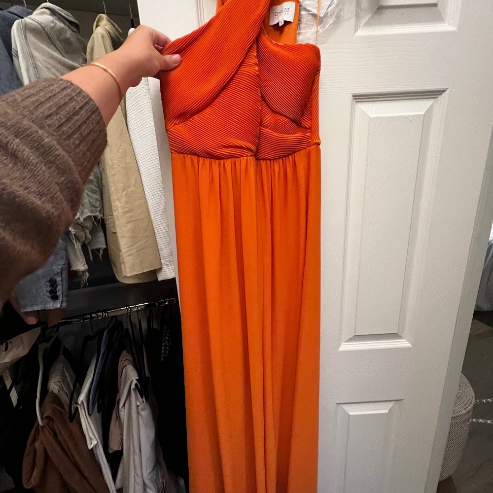Badgley Mischka Joann Maxi Cocktail Orange Dress - NWT